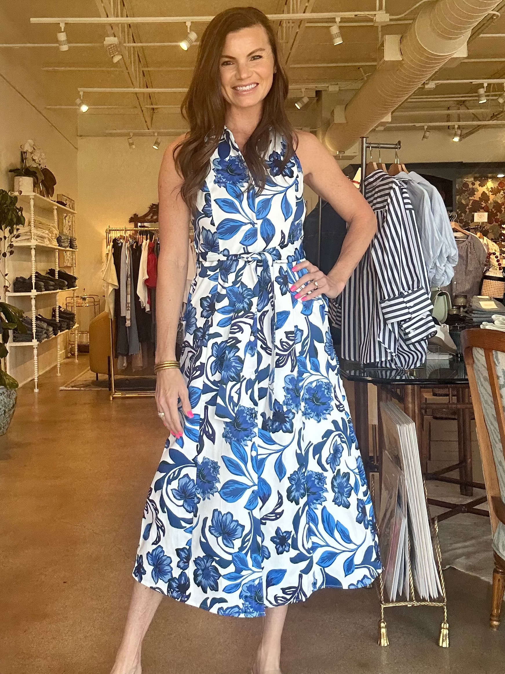 Azure Petals Collared Maxi Dress Large Azure Petals Collared Maxi Dress Large