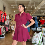 Rory Button Down Dress- Plum