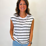 Pleated Muscle Tee- Stripe