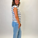 Pleated Muscle Tee- Stripe