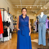 India Tie Front Maxi Dress- Navy