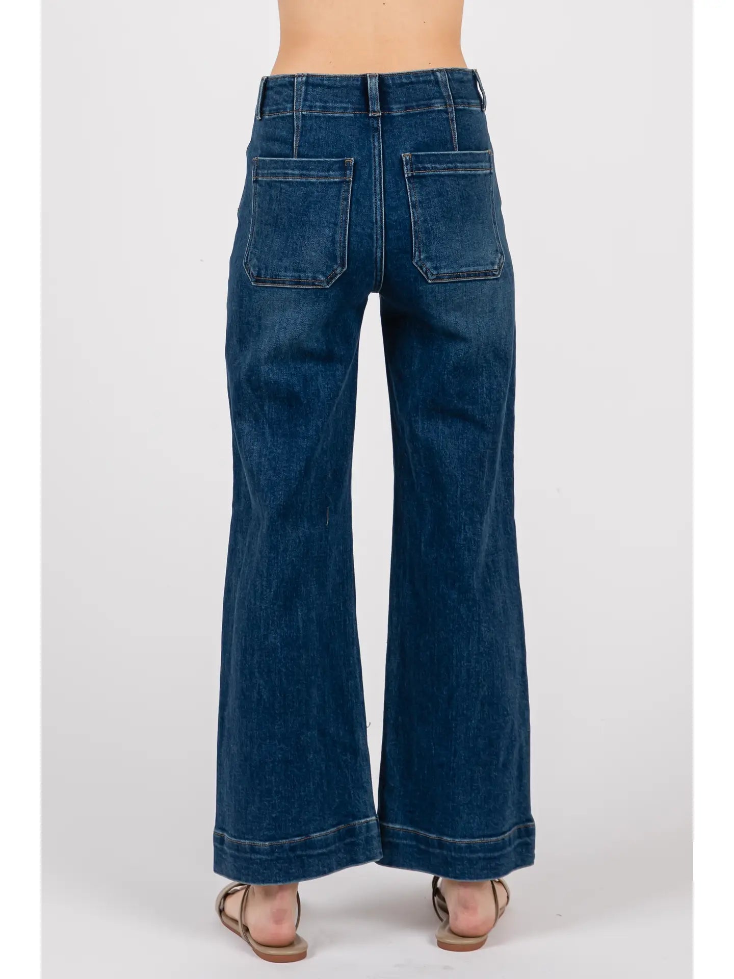 A Line Darted Jeans - Dark Wash - Elle Maxine