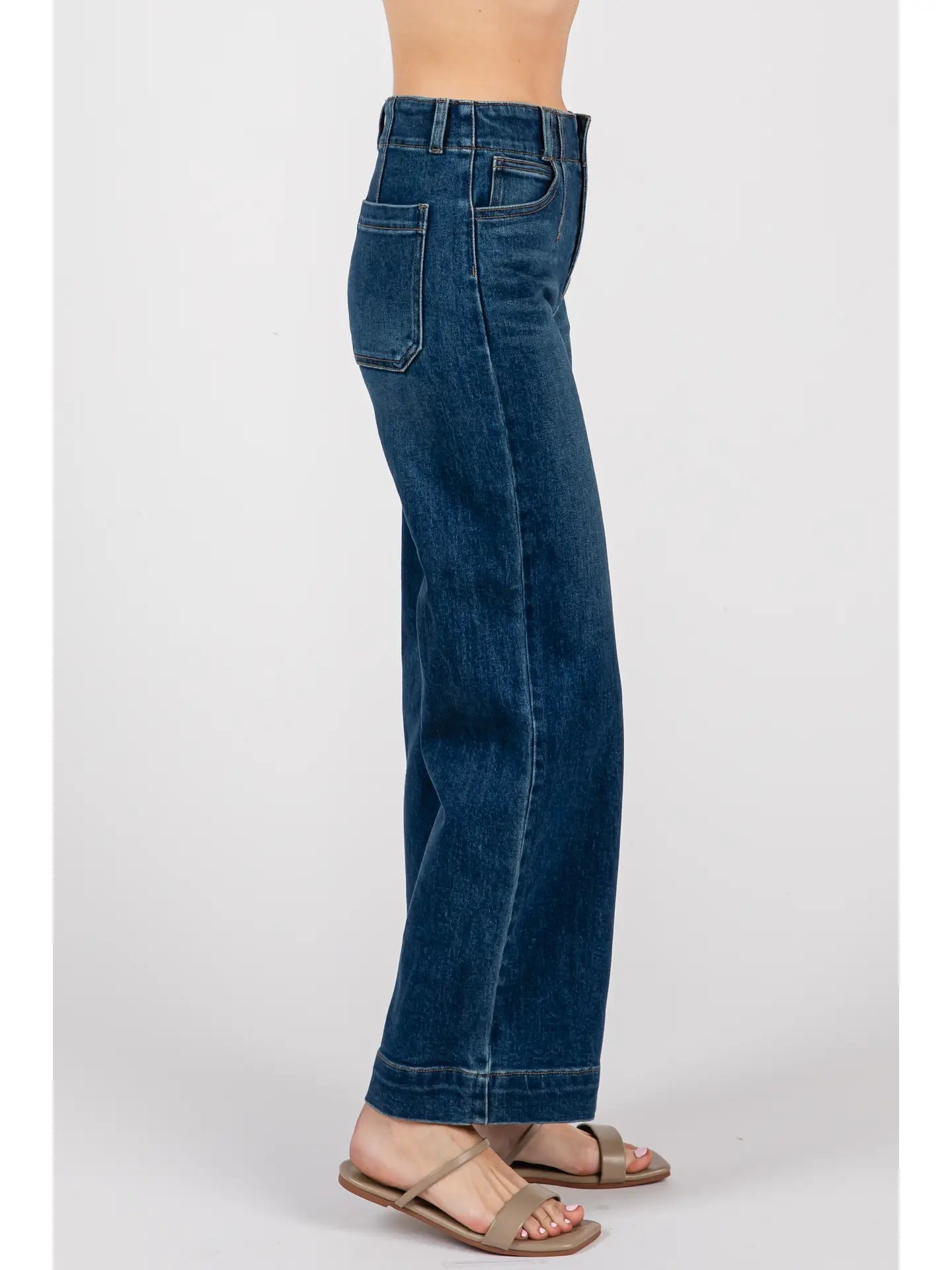 A Line Darted Jeans - Dark Wash - Elle Maxine