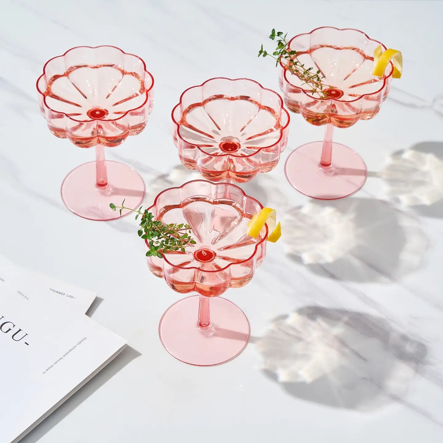 Acrylic Flower Coupe 4pc Set - Pink - Elle Maxine