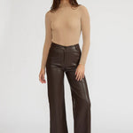 Adler Faux Leather Pant - Brown - Elle Maxine