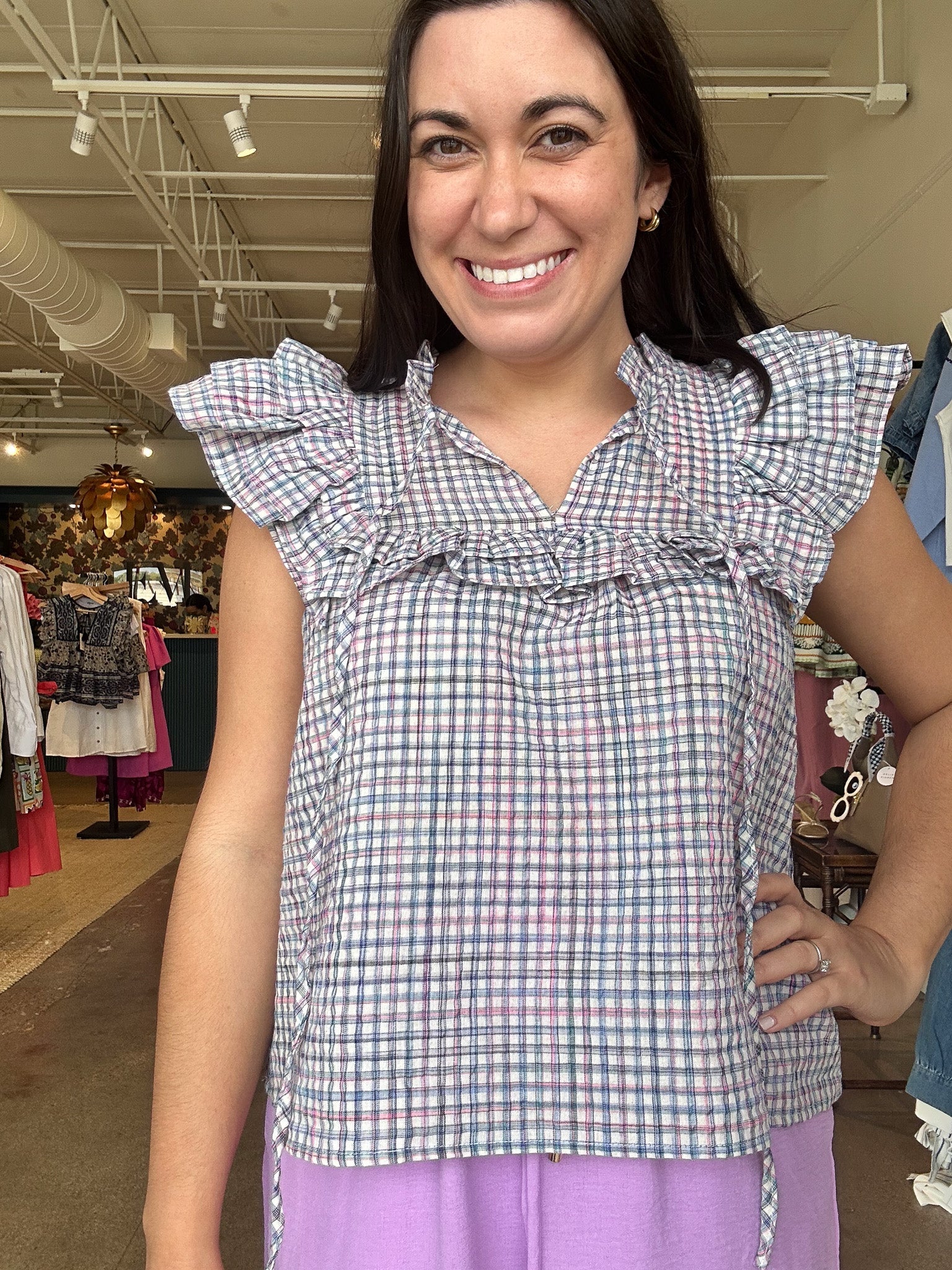 Aegean Plaid Top - Elle Maxine