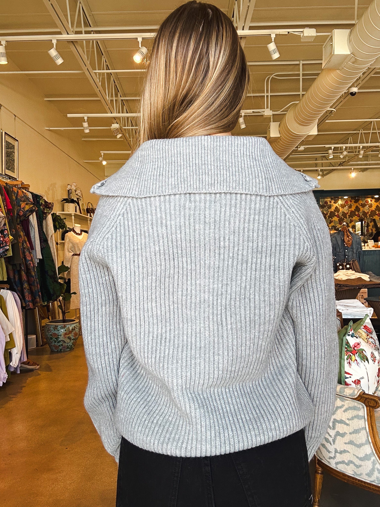 Ash Knit Jacket - Grey - Elle Maxine