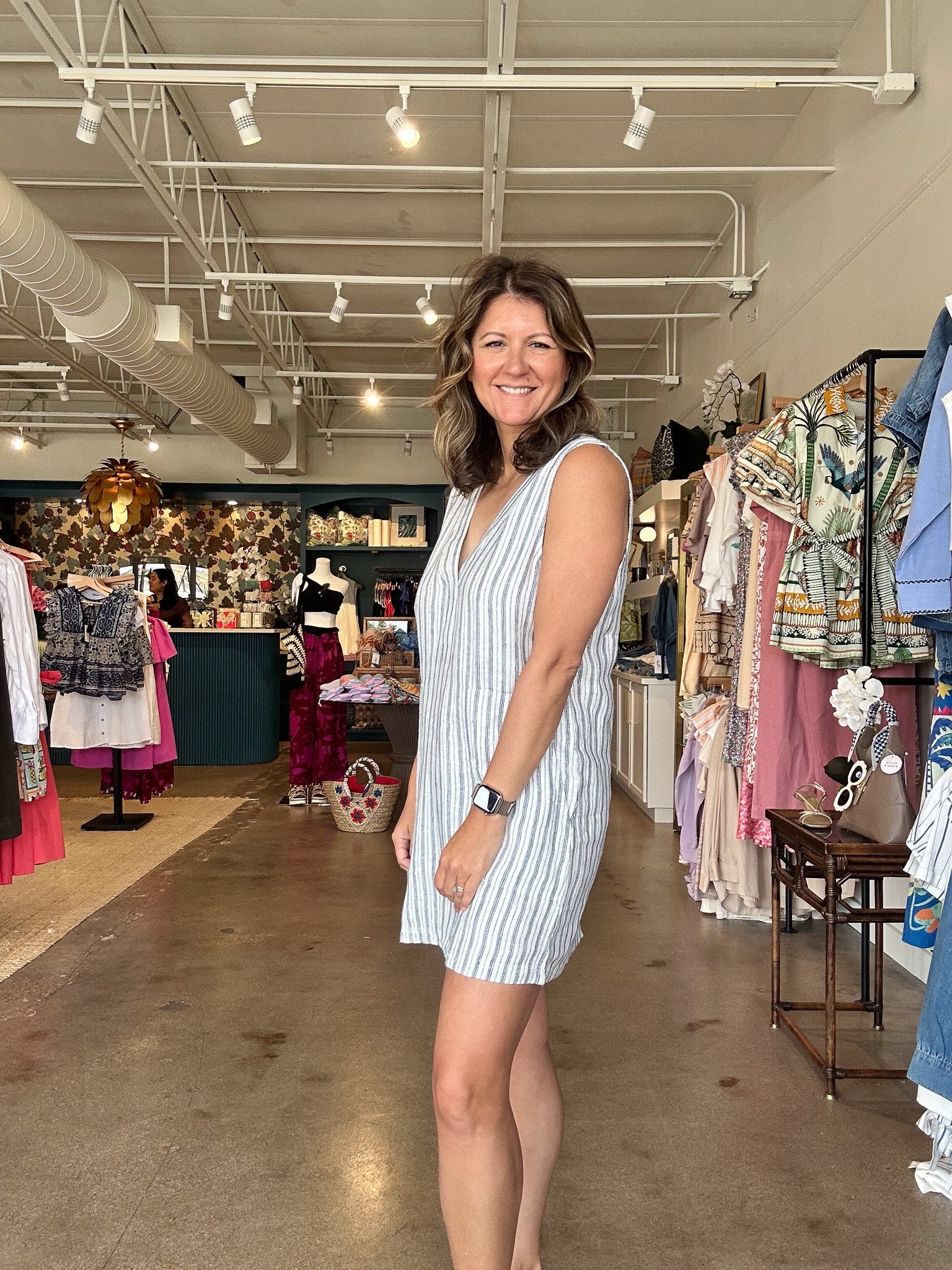 Azure Linen Dress - Oceanside Stripe - Elle Maxine