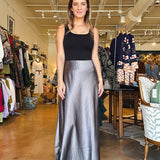 Barbara Satin Skirt - Pewter - Elle Maxine
