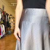Barbara Satin Skirt - Pewter - Elle Maxine