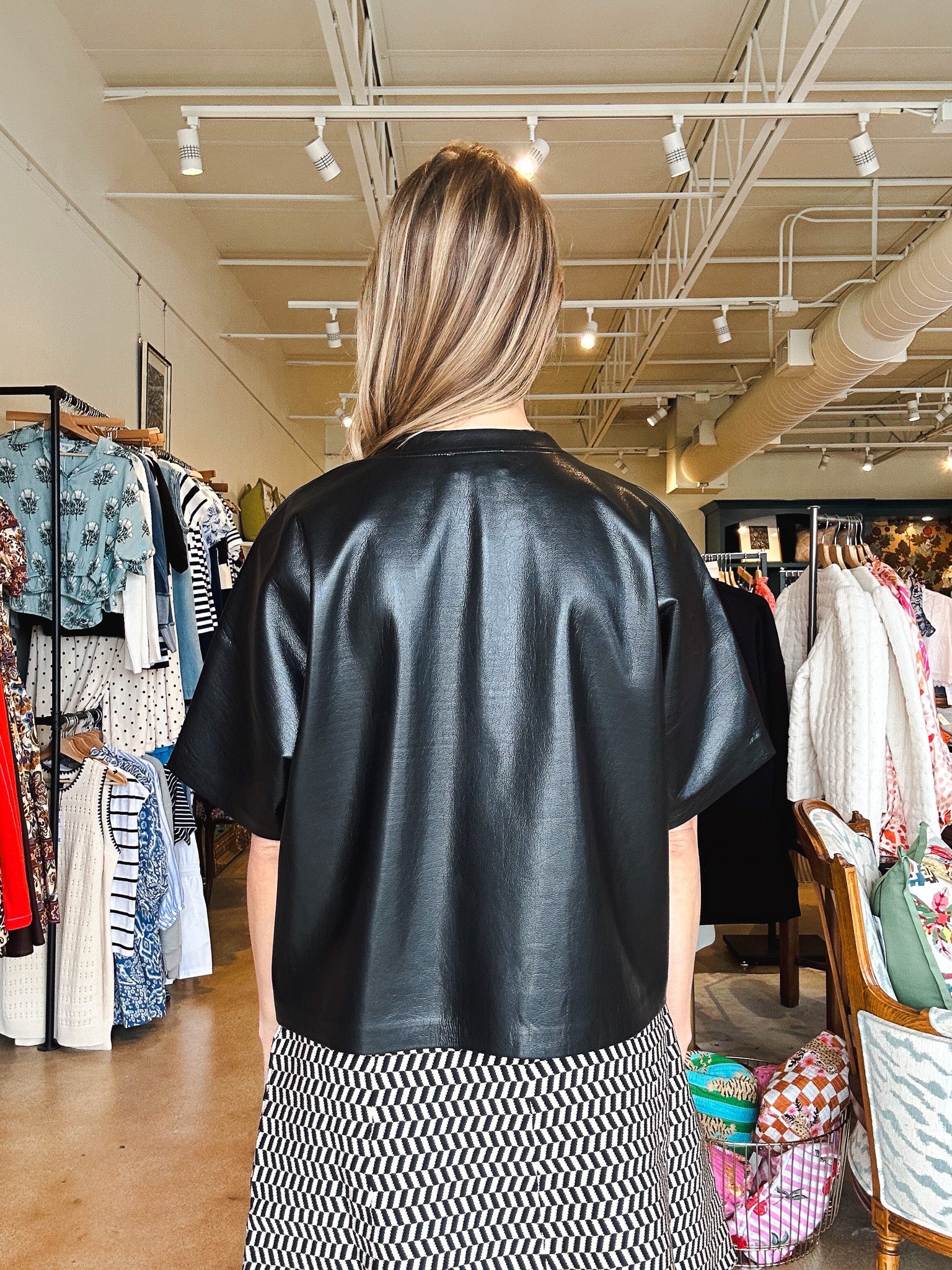 Bazin Leather Tee - Elle Maxine
