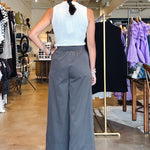 Billie Wide Leg Poplin Pant - Charcoal - Elle Maxine