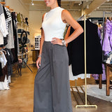 Billie Wide Leg Poplin Pant - Charcoal - Elle Maxine
