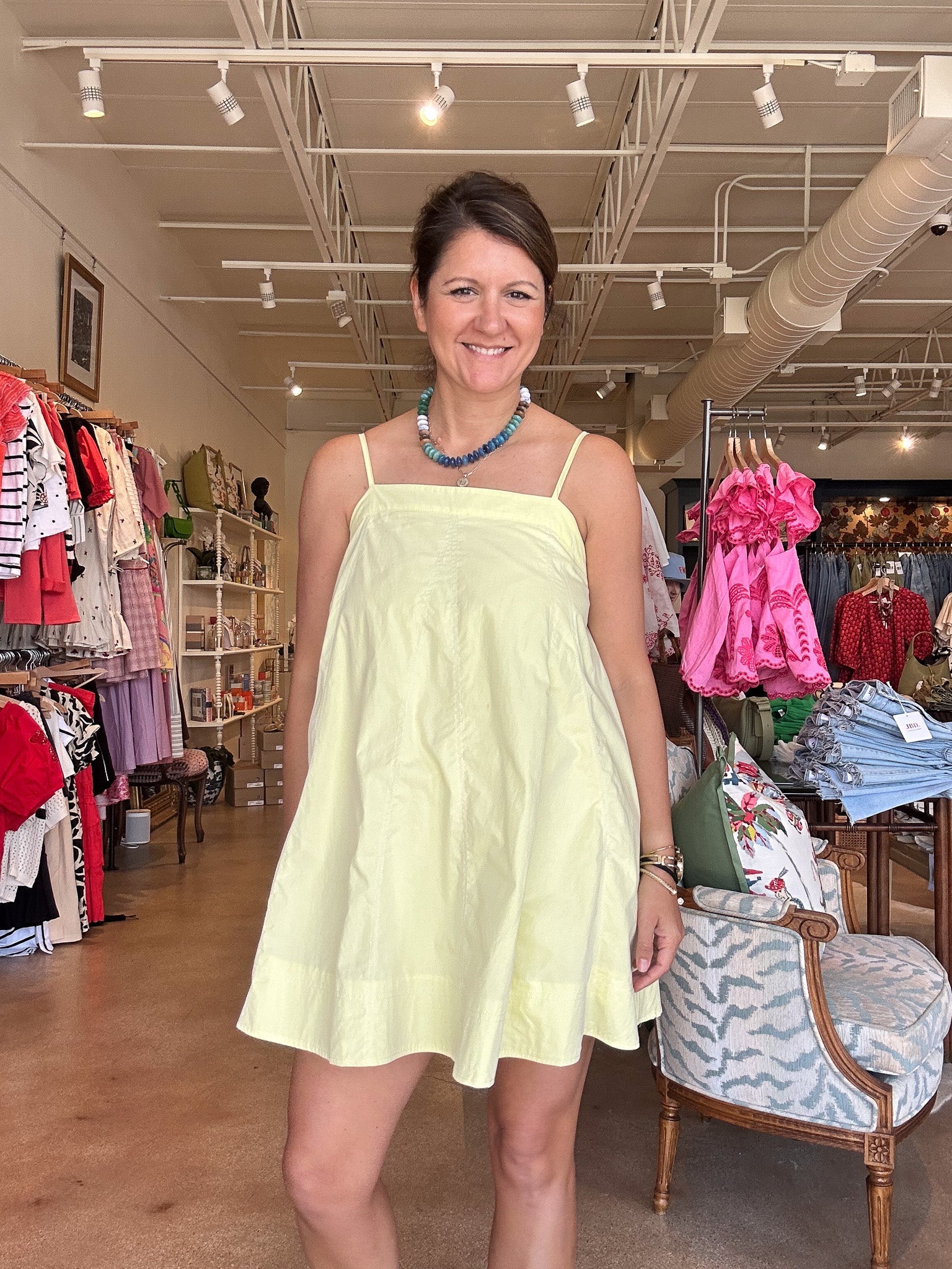 Blake Contrast Stitch Swing Dress - Lemon - Elle Maxine