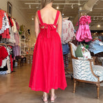 Blake Tie Back Stitched Midi Dress - Red - Elle Maxine