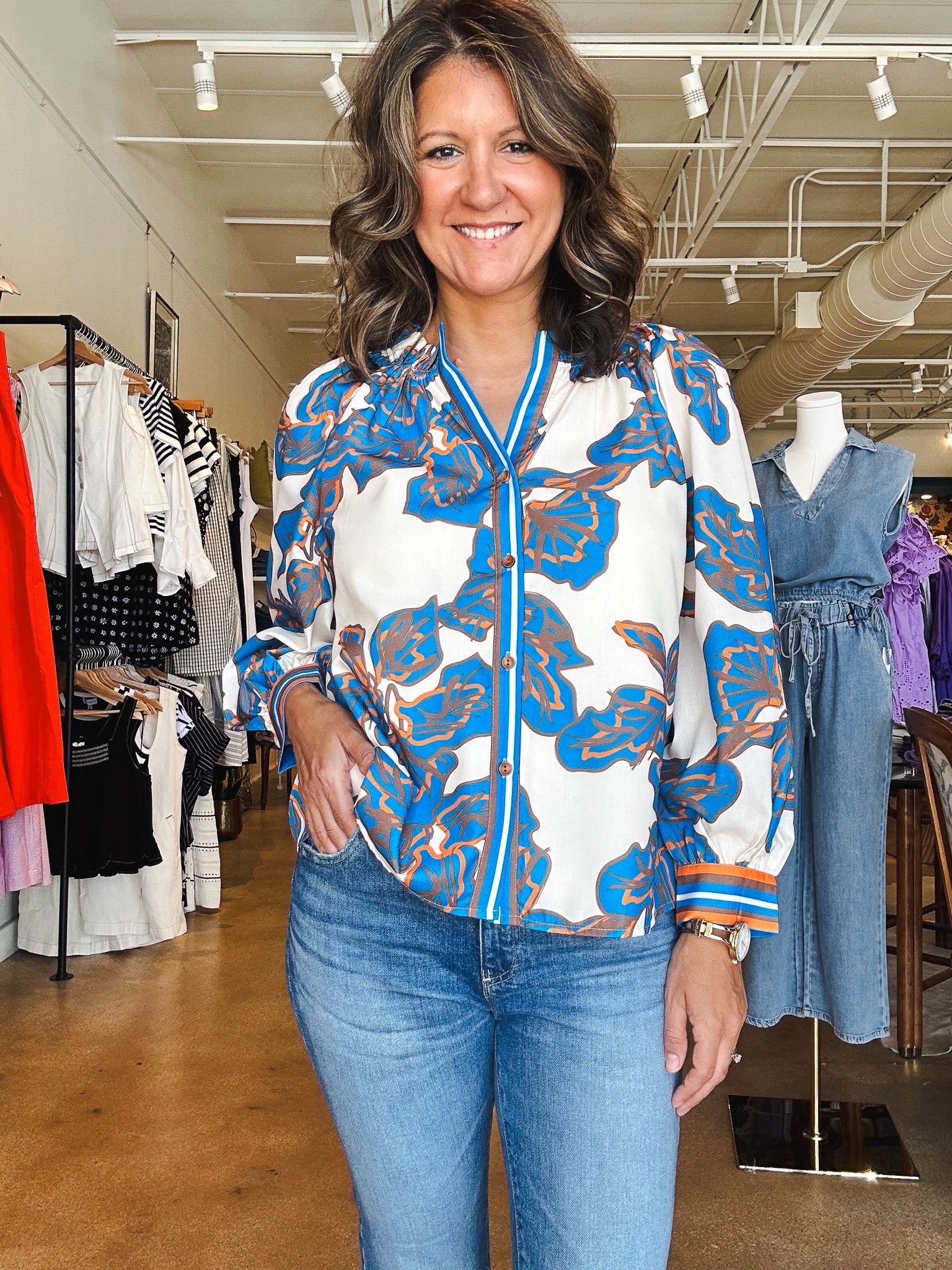 Bold Riviera Button Down Top - Elle Maxine
