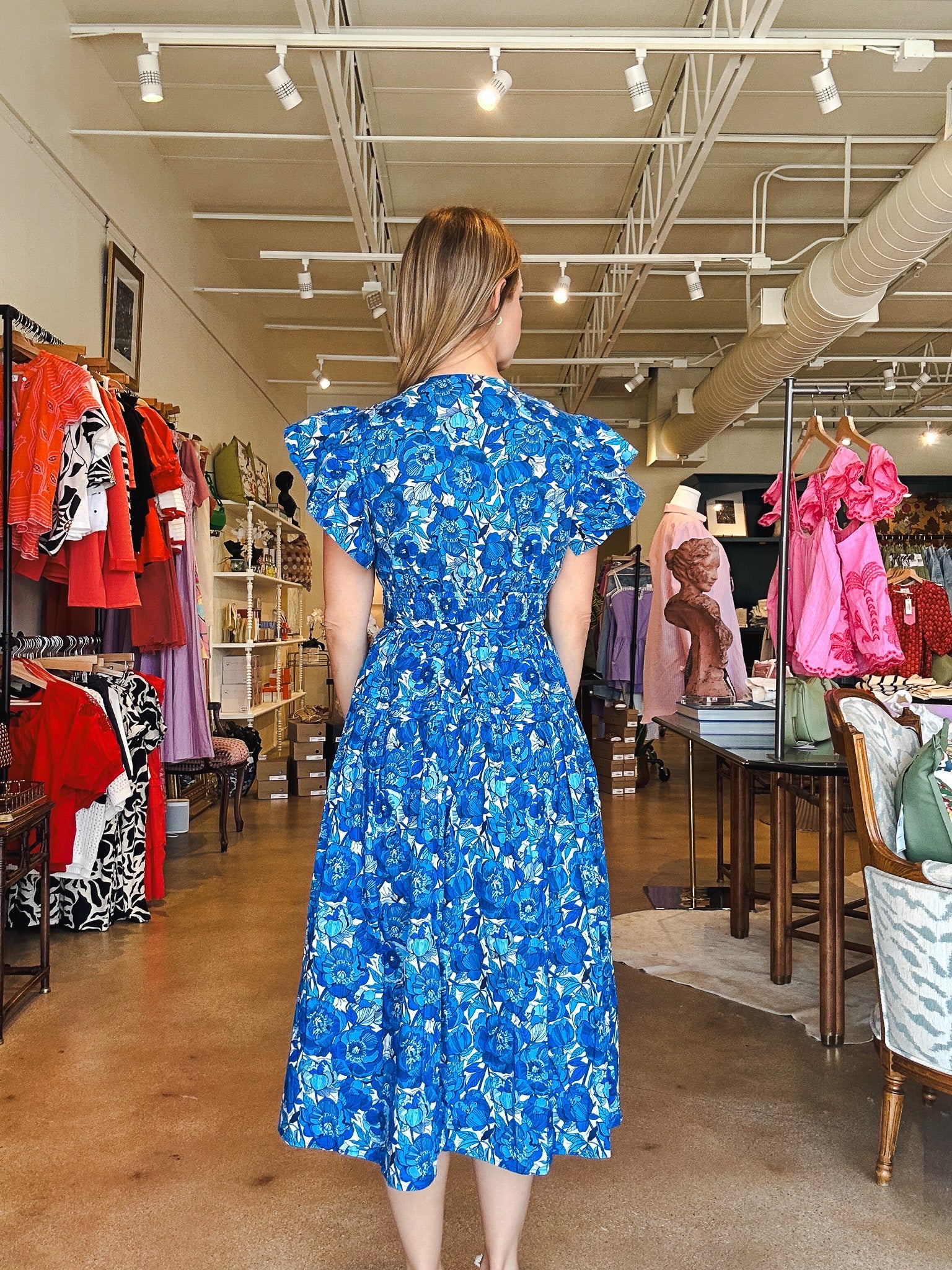 Cala Dress - Blue Peonies - Elle Maxine
