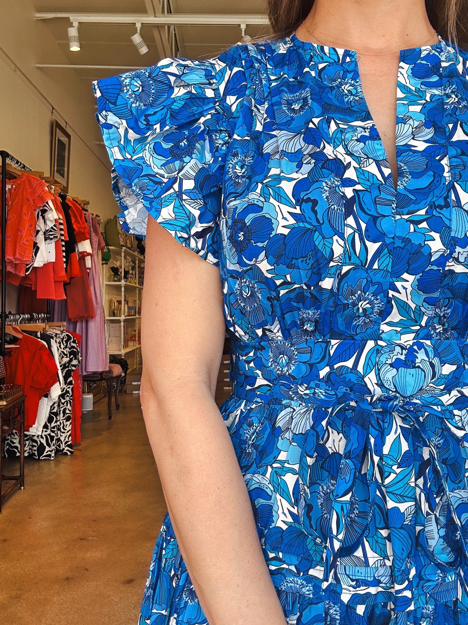 Cala Dress - Blue Peonies - Elle Maxine