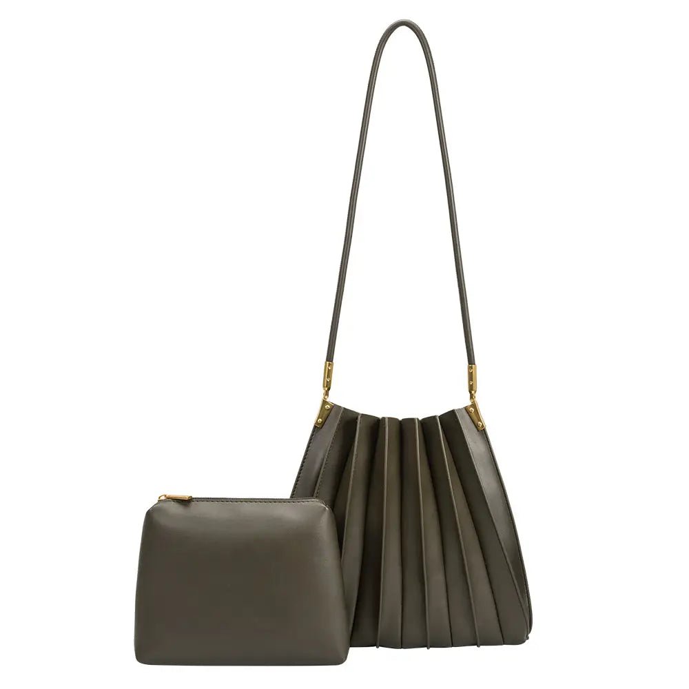 Carrie Pleated Bag - Olive - Elle Maxine