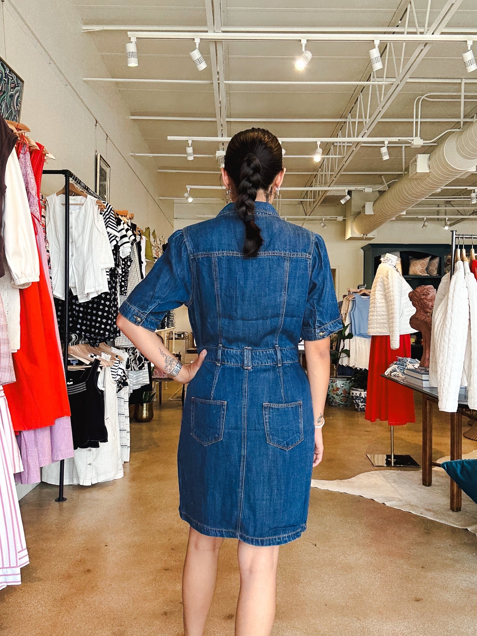 Cassius Denim Button Down Dress - Elle Maxine
