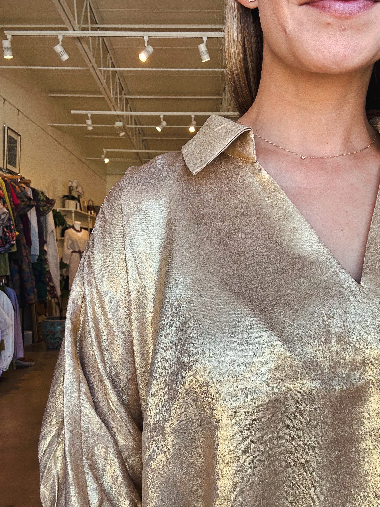 Celia Collared Blouse - Gold - Elle Maxine