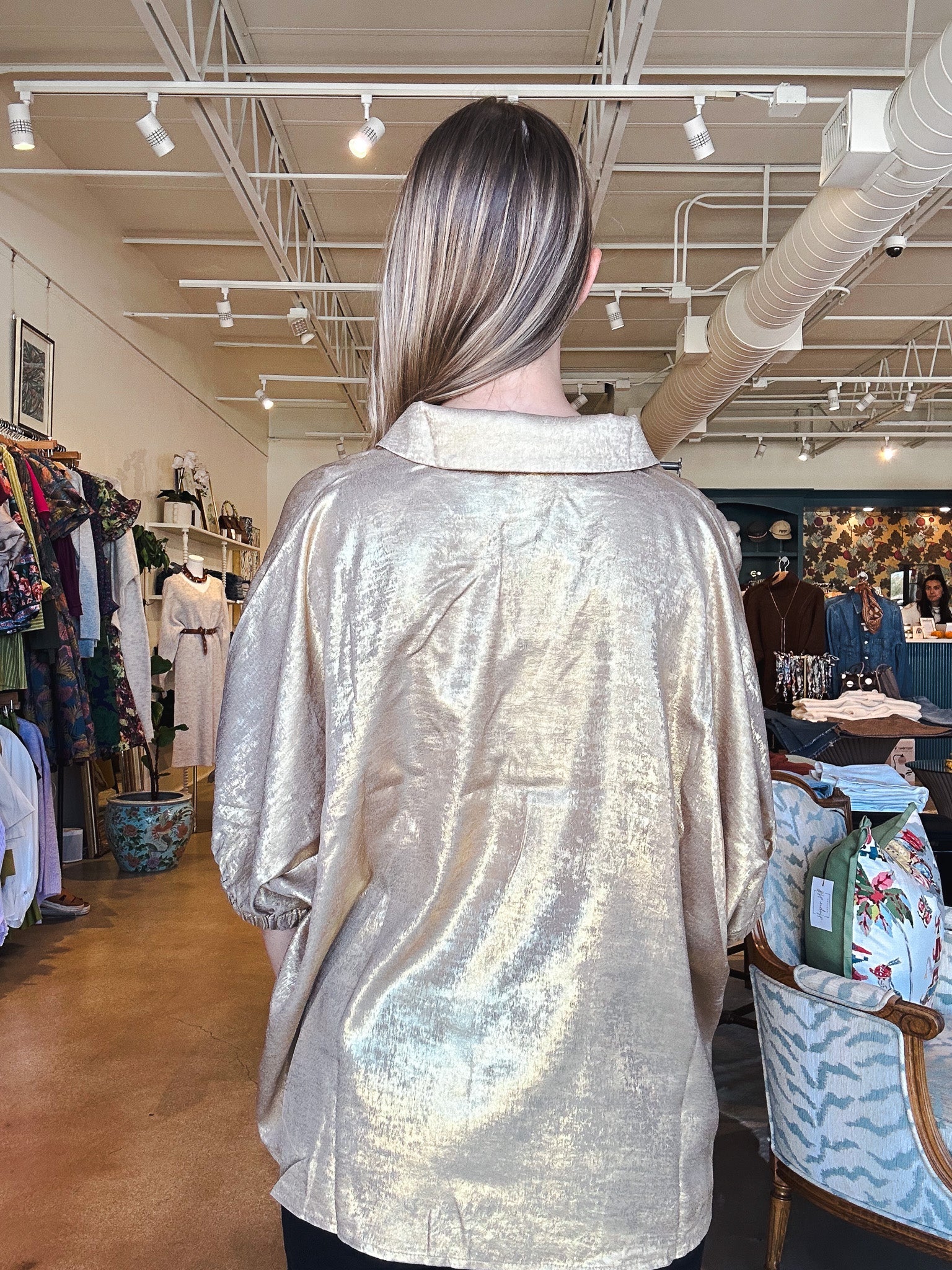 Celia Collared Blouse - Gold - Elle Maxine