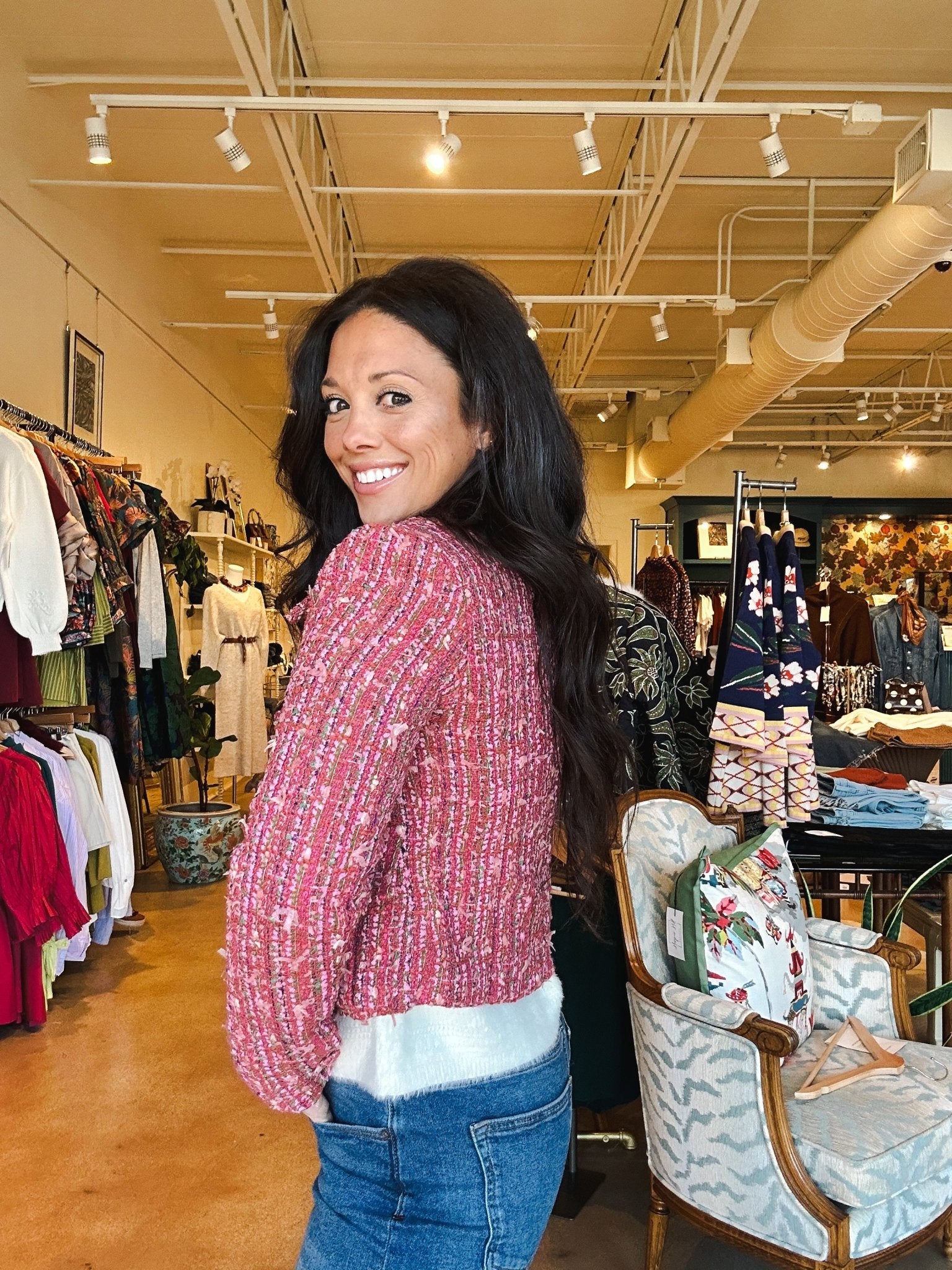 Coco Tweed Blazer - Pink - Elle Maxine