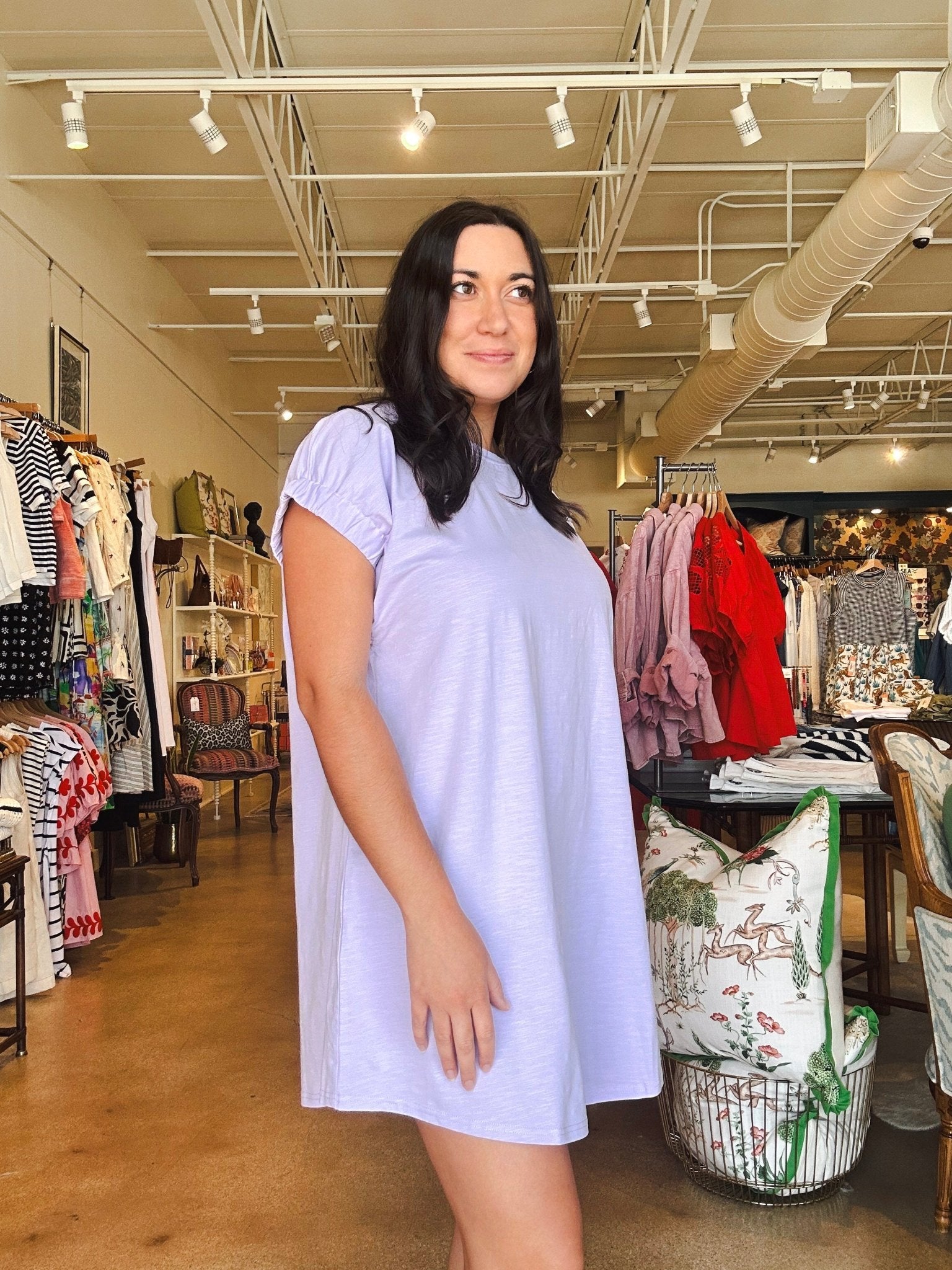 Cora Elastic Shift Dress - Lavender - Elle Maxine