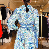 Daisy Belted Dress - Blue Floral - Elle Maxine