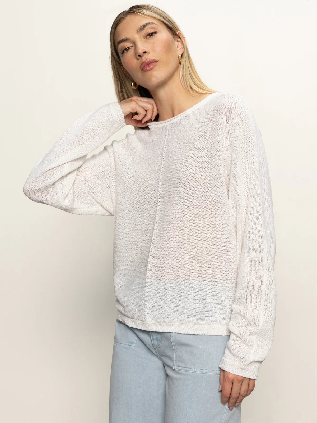 Easy Knitwear Top - White - Elle Maxine