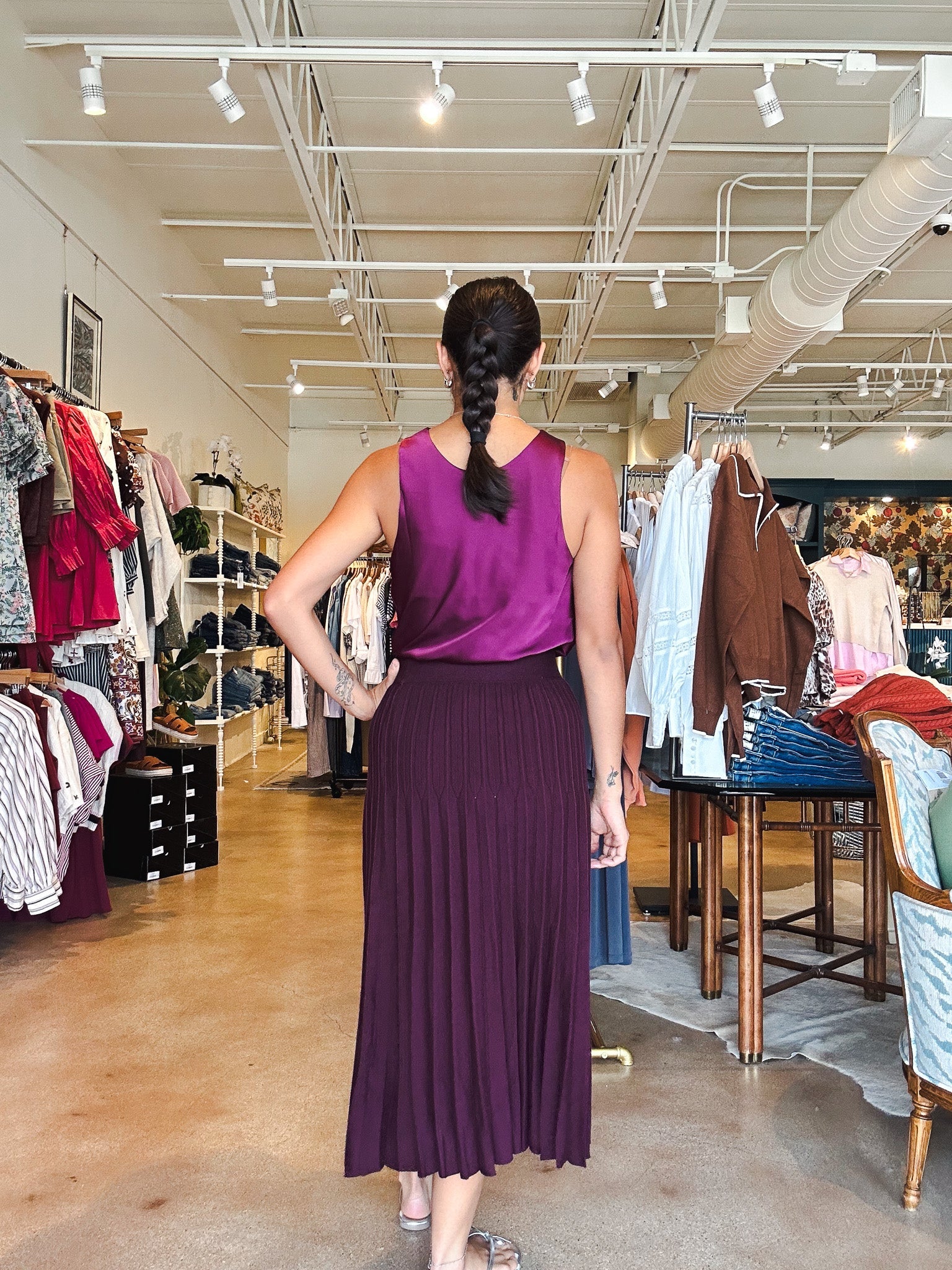Eden Midi Skirt - Maroon - Elle Maxine
