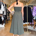 Emily Strapless Maxi Dress - Olive - Elle Maxine