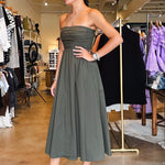 Emily Strapless Maxi Dress - Olive - Elle Maxine