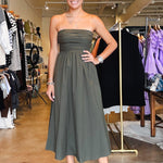 Emily Strapless Maxi Dress - Olive - Elle Maxine