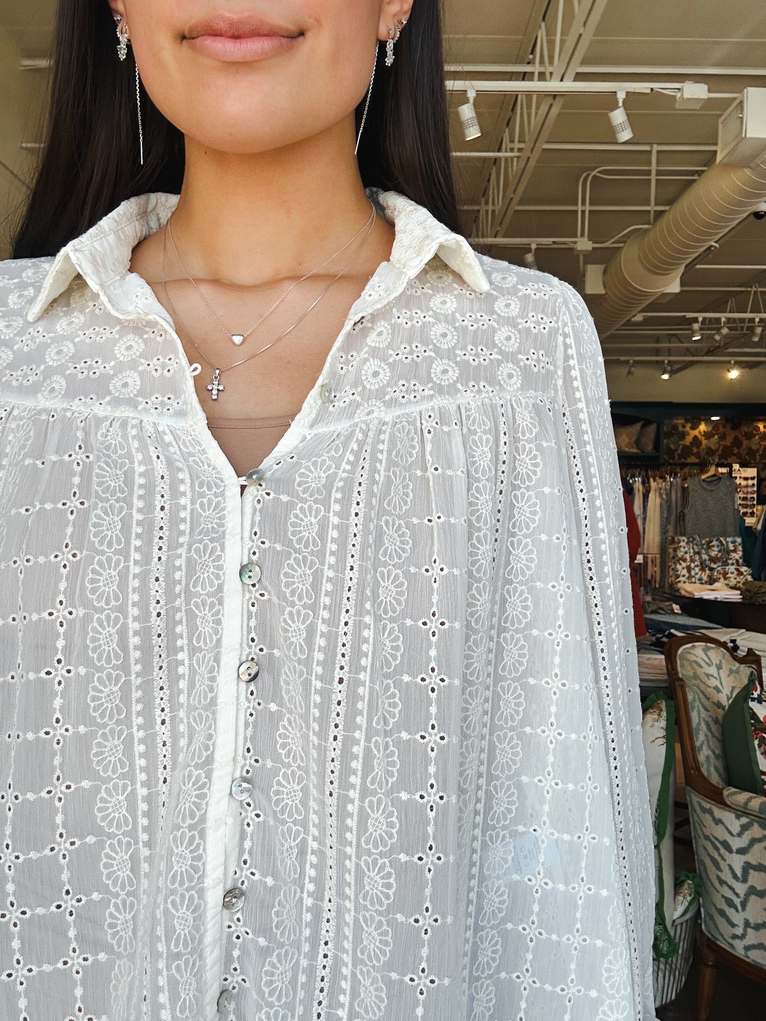 Esme Eyelet Collared Blouse - Elle Maxine