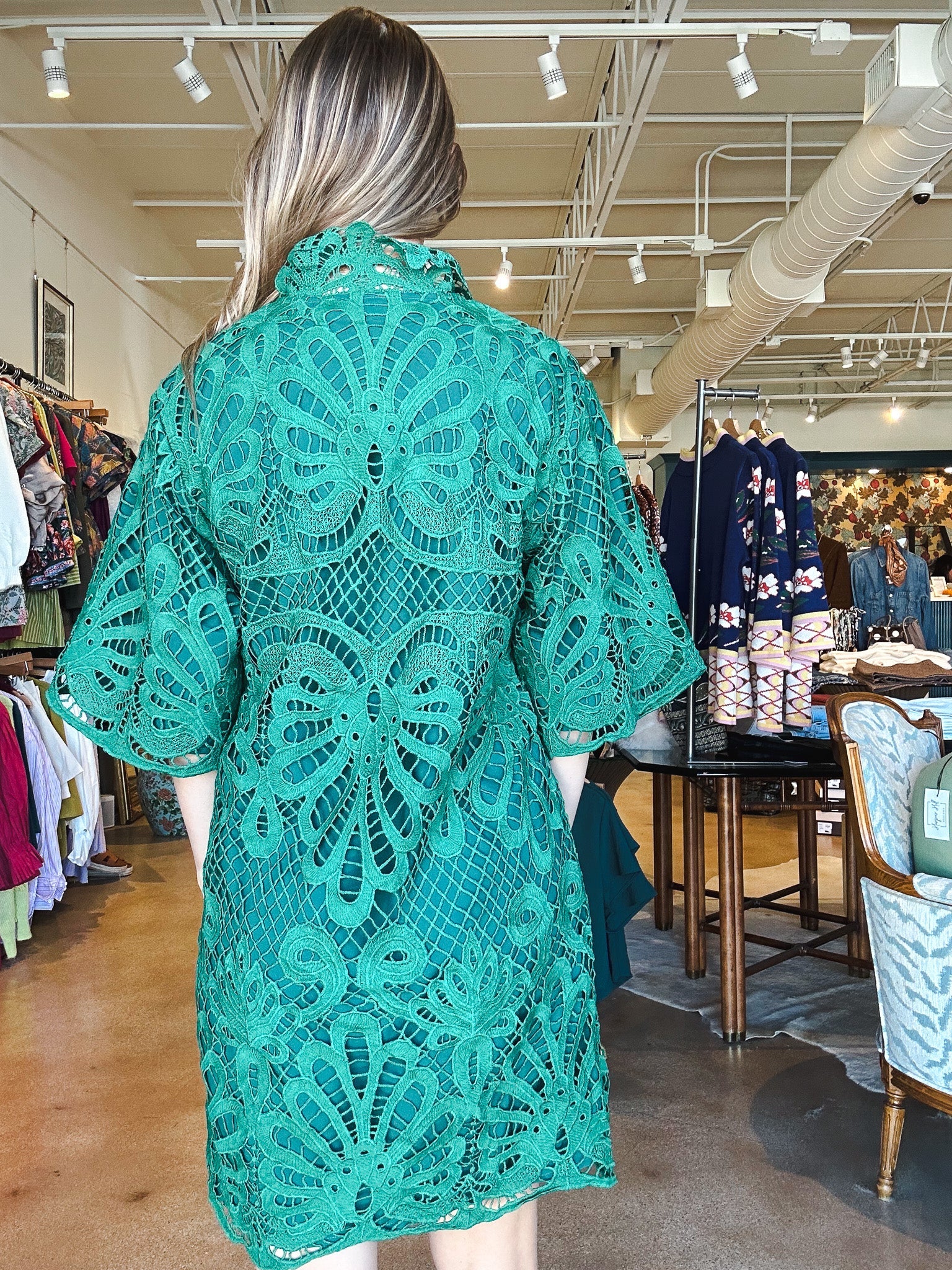 Francie Green Lace Tunic Dress - Elle Maxine