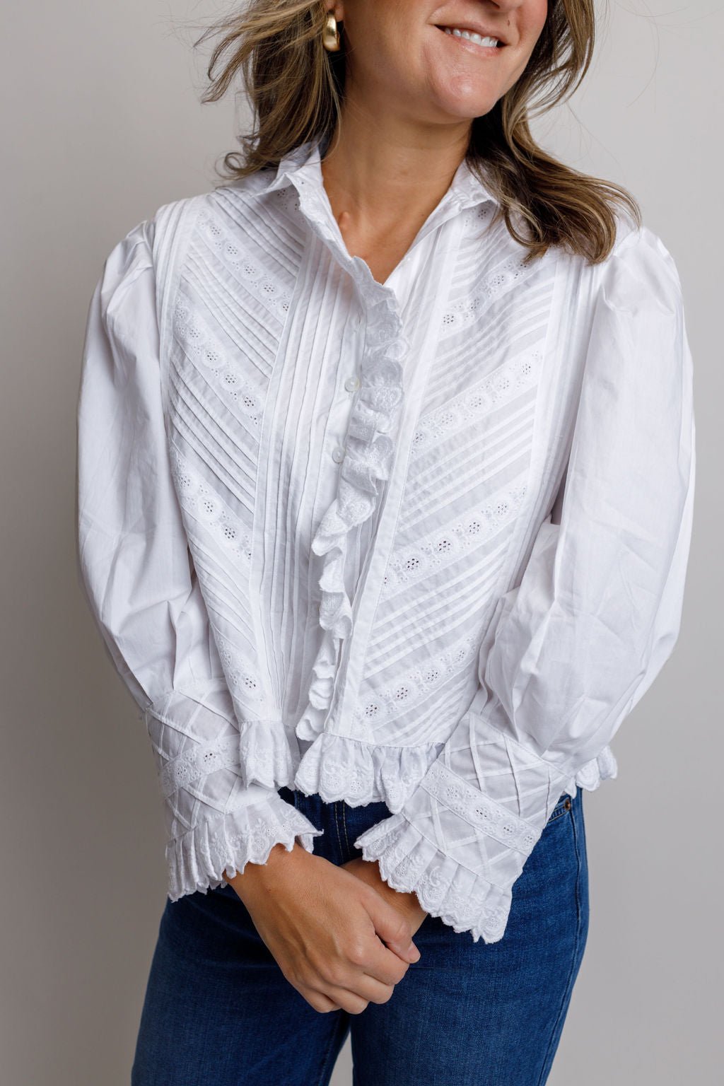 Georgina Lace Top - White - Elle Maxine
