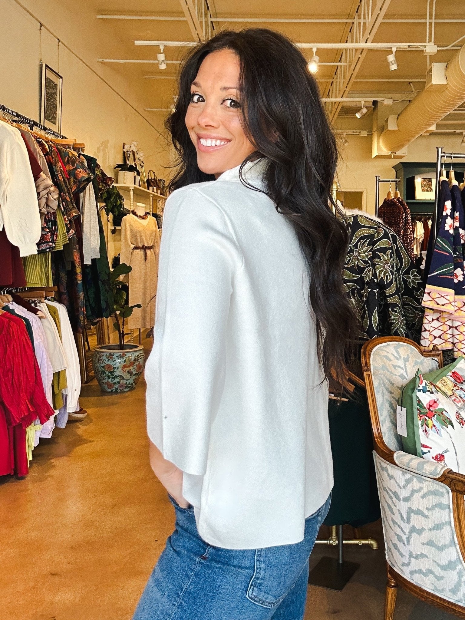 Ginny Mock Neck Sweater - Cream - Elle Maxine