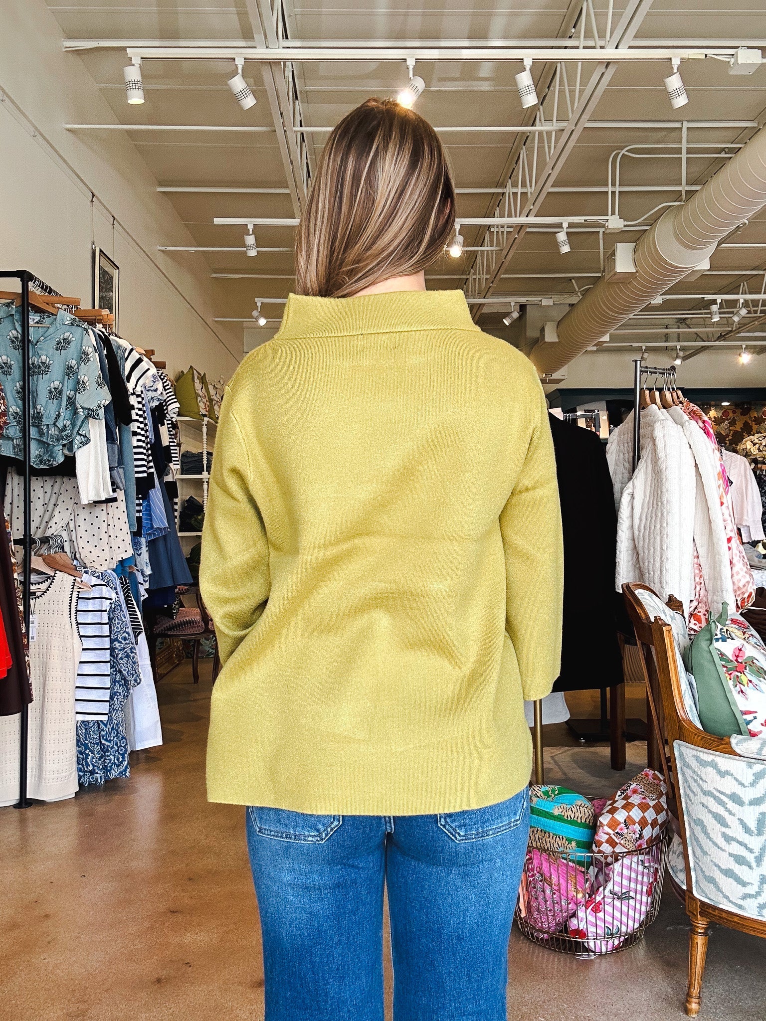 Ginny Mock Neck Sweater - Dark Citron - Elle Maxine