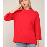 Ginny Mock Neck Sweater - Red - Elle Maxine
