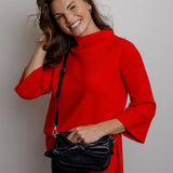 Ginny Mock Neck Sweater - Red - Elle Maxine