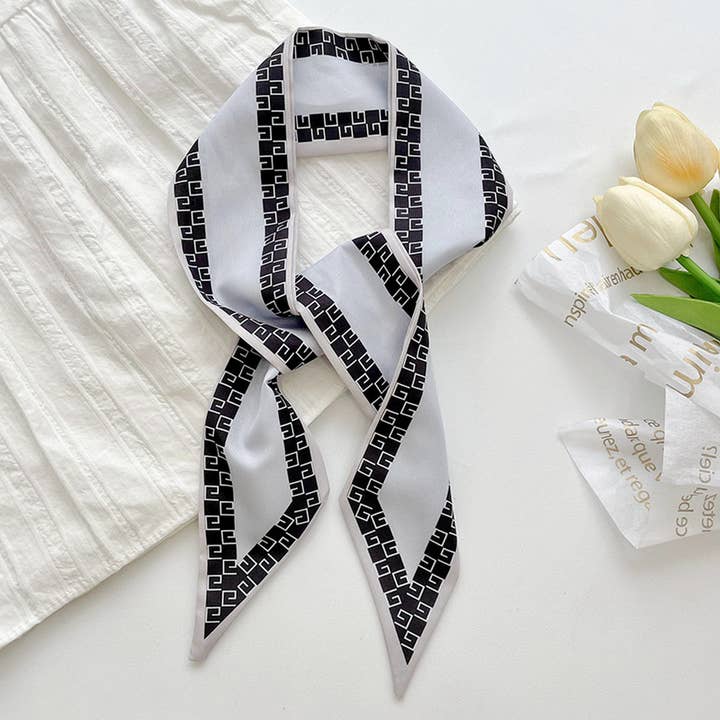 Gray Long Scarf Twilly - Elle Maxine