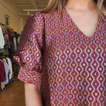 Groovy Grid V Neck Shift Dress - Elle Maxine