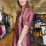 Groovy Grid V Neck Shift Dress - Elle Maxine