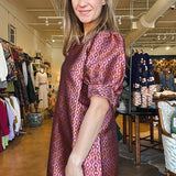 Groovy Grid V Neck Shift Dress - Elle Maxine