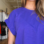 Hannah Elastic Sleeve Top - Purple - Elle Maxine