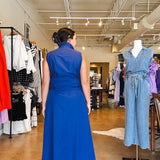 India Tie Front Maxi Dress - Navy - Elle Maxine