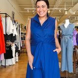 India Tie Front Maxi Dress - Navy - Elle Maxine