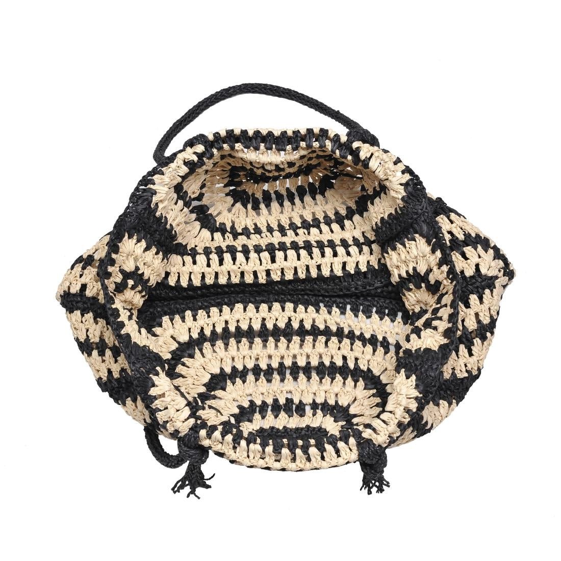 Isla Straw Beach Tote - Black/Natural - Elle Maxine