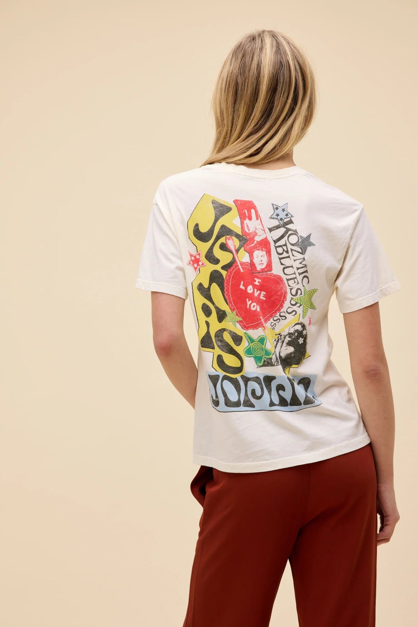 Janis Joplin Scrapbook Art Boyfriend Tee - Elle Maxine